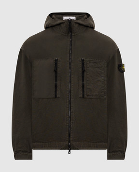 Stone Island Khaki jacket with logo patch L2S151200011S0211