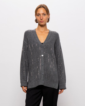 Twinset Gray cardigan with wool 262TT3153