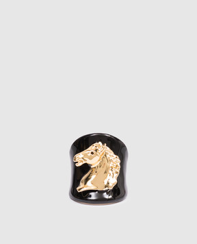 Reco Black ring with textured image AN194S