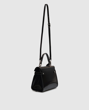 Gianni Notaro Black leather glossy bag Giselle 099SPAZZOLATONIKEL