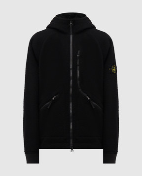 Stone Island Black wool hooded jacket K2S154100060S0214