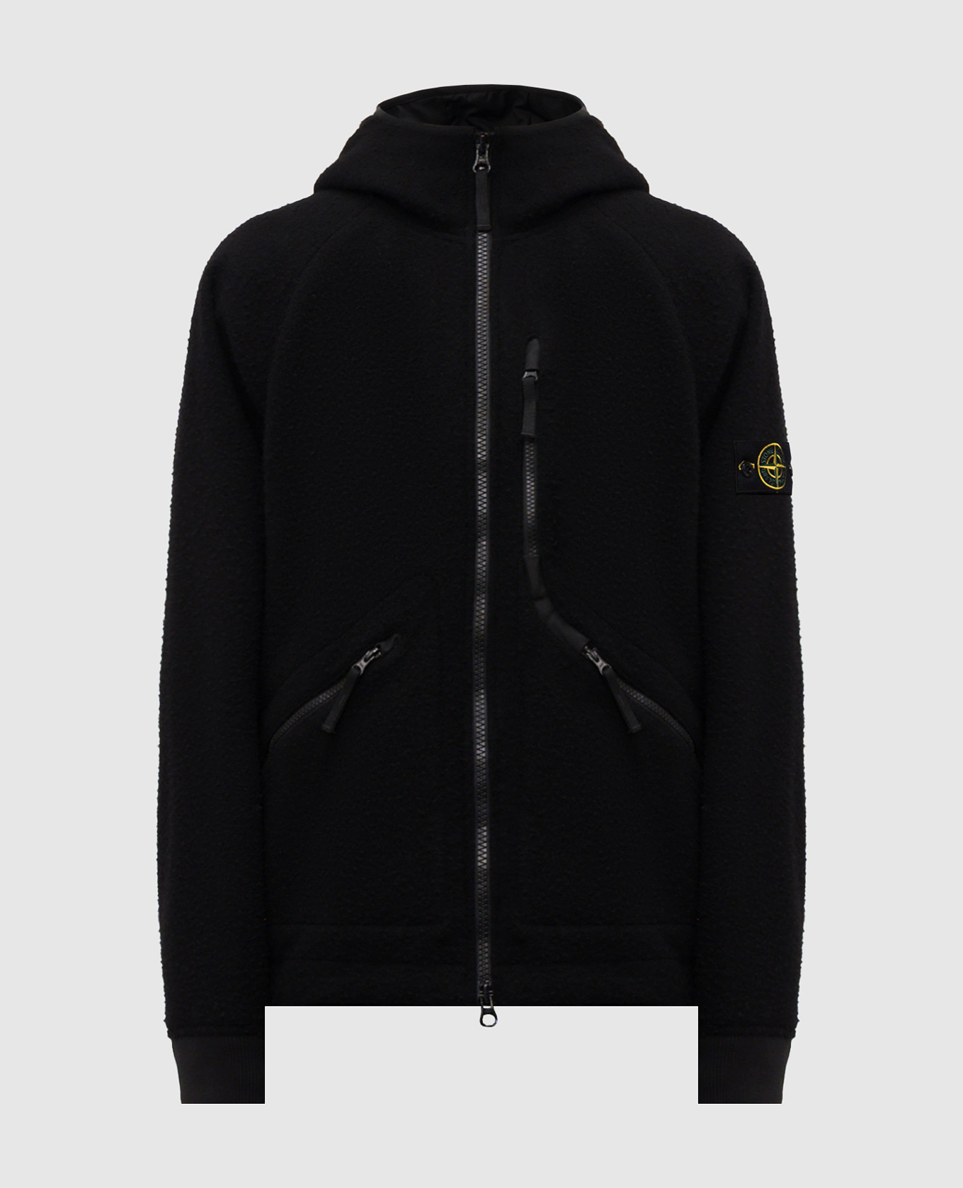 

Black wool hooded jacket Stone Island