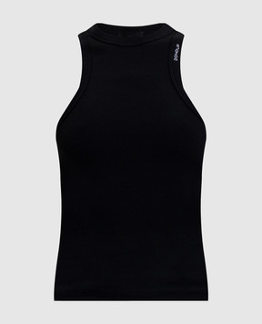 Dondup Black ribbed top with logo DS071JS0314DXXX