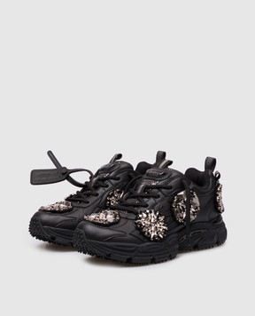 Off-White Be Right Back black leather sneakers with crystals OWIA289Z26LEA003