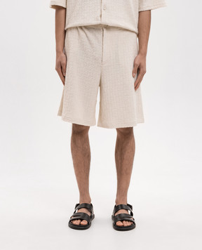 Off-White Beige shorts with OFF logo pattern 44XCB092C9J0010
