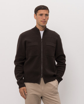 Peserico Brown wool and cashmere cardigan R59598F1209470