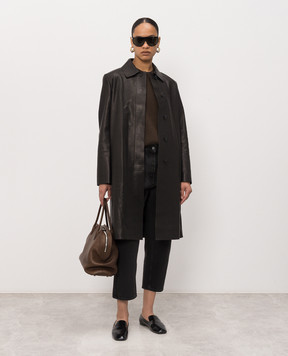 The Row Cintia black leather coat 10993L640
