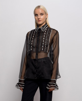 Ermanno Scervino Black silk blouse with embroidery D492K350APORG