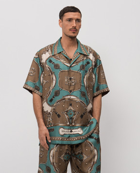 Dolce&Gabbana Silk shirt with branded print G5JH9THI12C