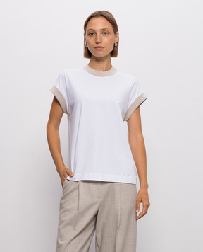 Peserico White T-shirt with cuffs A06935J0A0079