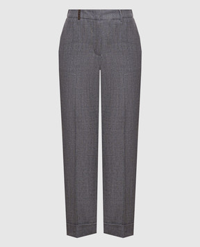 Peserico Gray wool patterned pants A04753D06413