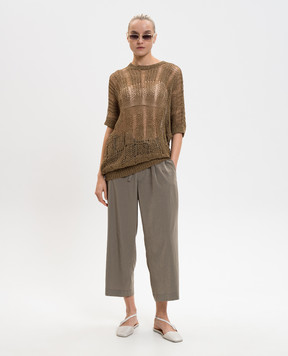 Y`S Yamamoto Khaki long openwork sweater YQK05681