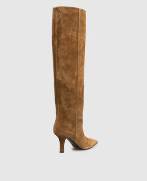 Amina Muaddi Christine Slouch Brown Suede Boots 15S365672CHR