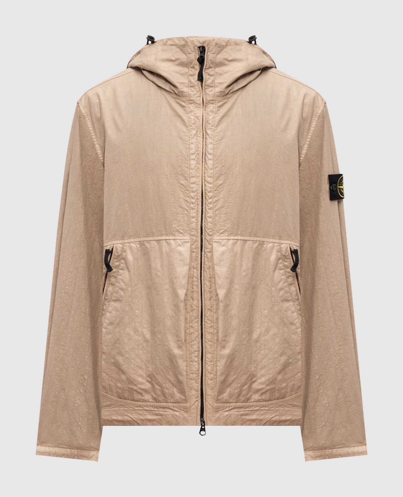 Beige jacket with logo patch