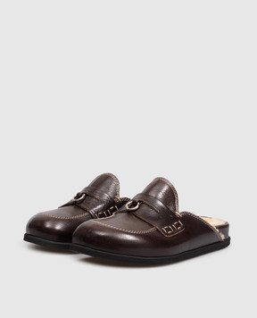 Premiata Brown leather mules with fur trim M7462DAX