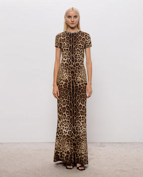 Dolce&Gabbana Brown printed silk maxi dress F618EZFSADD