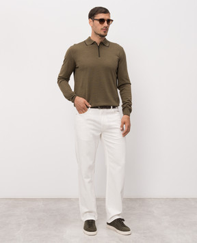 Stefano Ricci Khaki wool, silk and cashmere polo KE08004P30E26374