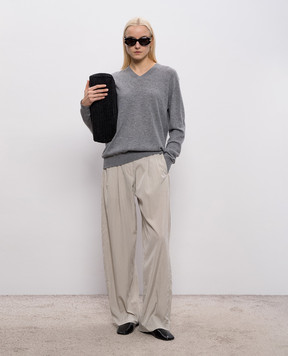 The Row Gray Iven pants with silk 10831W4403