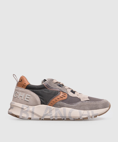 Gray combined sneakers CLUB01 with patch