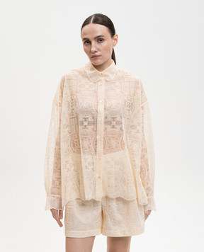 Ermanno Scervino Beige blouse with embroidery D482K731UCX