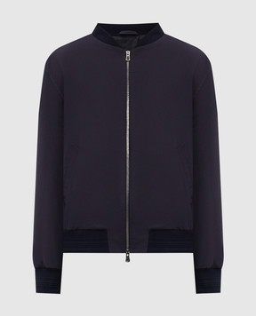 ISAIA Blue bomber jacket with silk SW730821070
