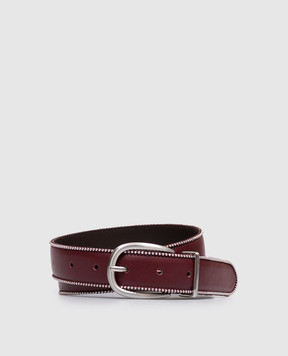Peserico Burgundy leather belt with monil chain A32608C0CC894