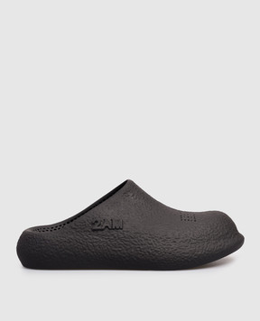 2AM Black clogs with textured logo BUS6GL20241017B