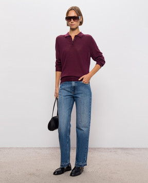 Solotre Burgundy wool polo shirt with logo embroidery M3AC0047