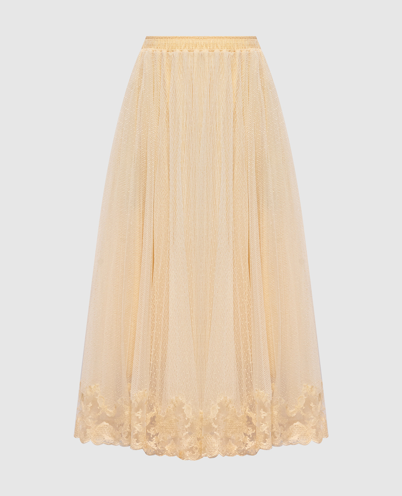 Beige midi skirt with lace