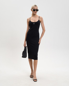 Off-White Black midi dress with contrasting OFF logo 2DB55FC99JER001