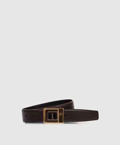 Cintura in pelle bordeaux con emblema