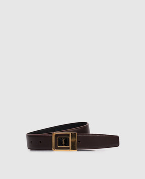 Saint Laurent Burgundy leather belt with emblem 732556AAB25