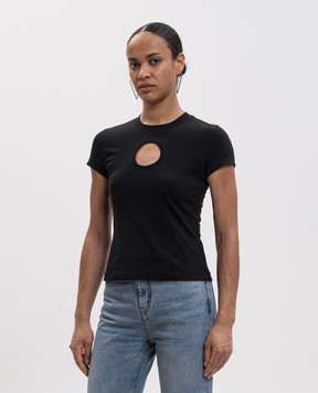 Off-White Black T-shirt with a figure-hugging neckline 2FA00444T
