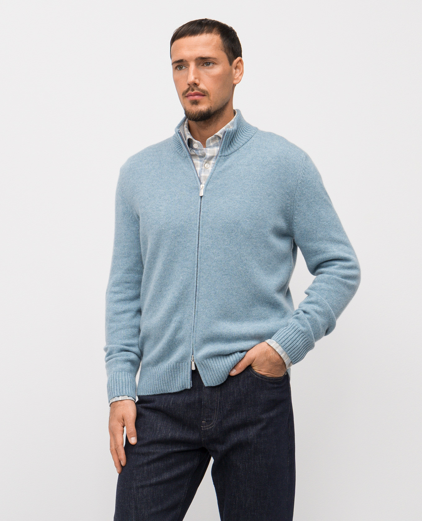 

Blue cashmere cardigan Enrico Mandelli, Light blue