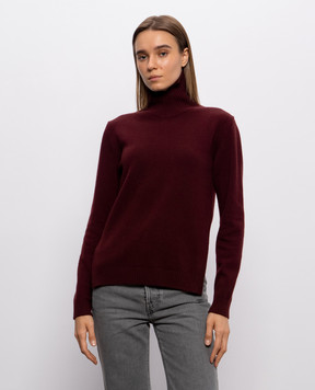 Jil Sander Burgundy wool turtleneck sweater with an asymmetrical cut J02GP0271J14870