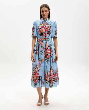 Dolce&Gabbana Blue floral print midi shirt dress F6JFNTHS5UU