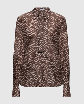 Brunello Cucinelli Brown printed silk blouse MG962M2Y05