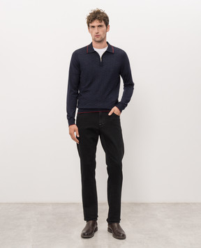 Castangia dal 1850 Blue wool, silk and cashmere polo shirt NCCA42H26I26