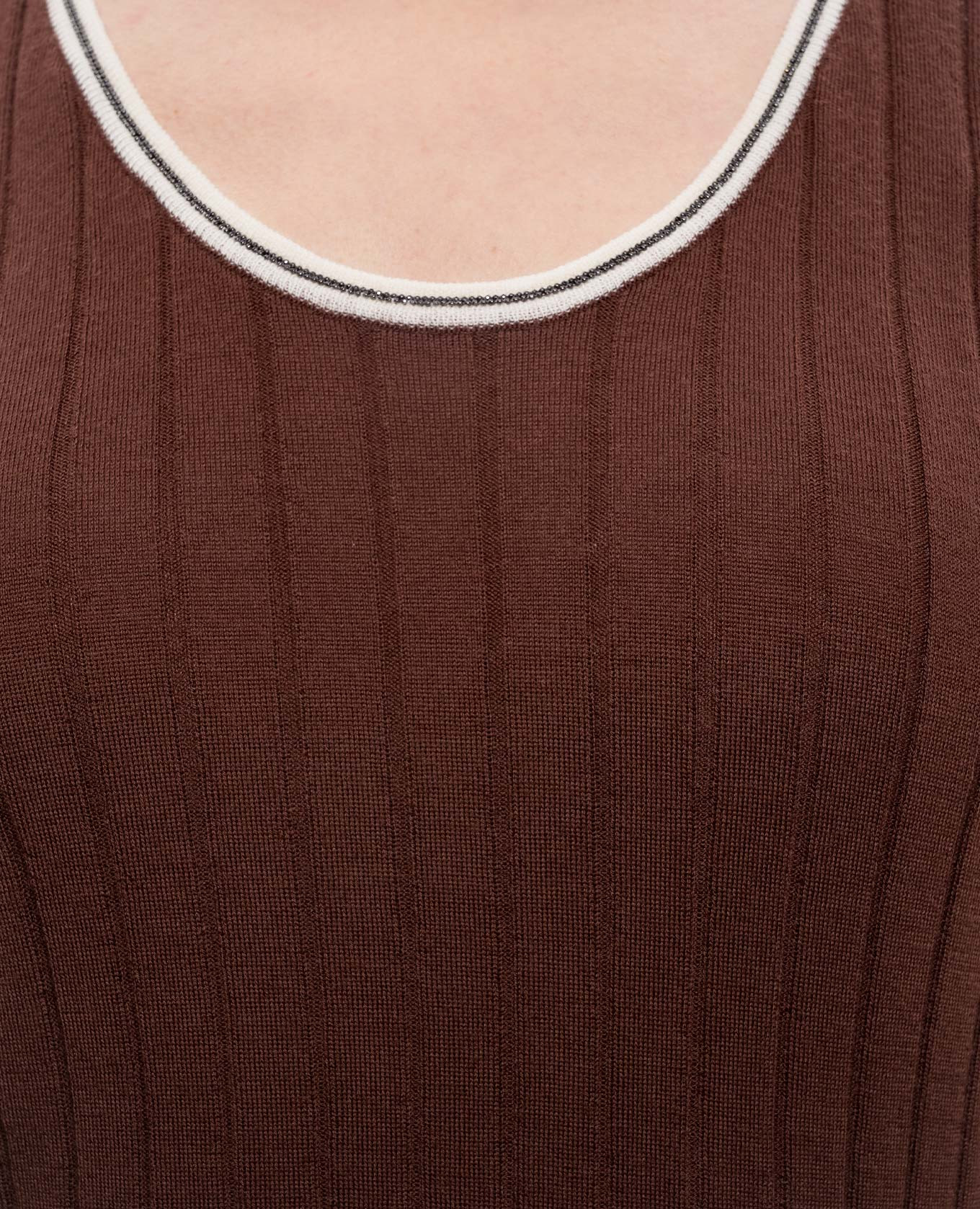 

Brown wool and cashmere tank top with chain Brunello Cucinelli