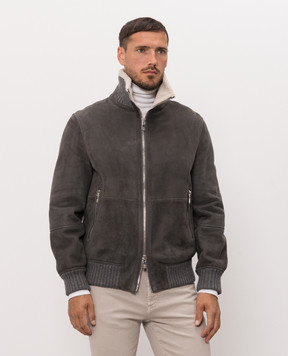 Brunello Cucinelli Gray sheepskin coat MPMCU1737