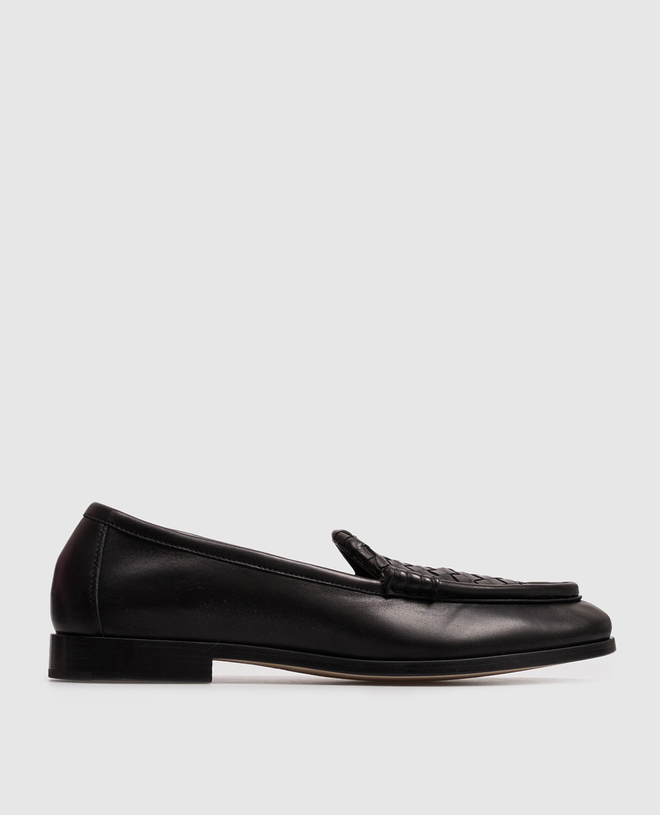 Black Intrecciato leather loafers