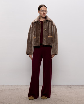 Babe Pay Pls Beige cropped sheepskin coat 2527MERINO