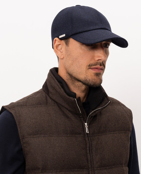 Enrico Mandelli Blue wool and cashmere cap CAP4015804