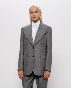 Dolce&Gabbana Gray checked wool and cashmere jacket F2JCBTFQ2O5
