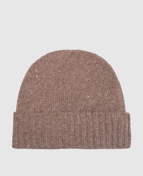 Allude Brown cashmere hat with lurex 26511273