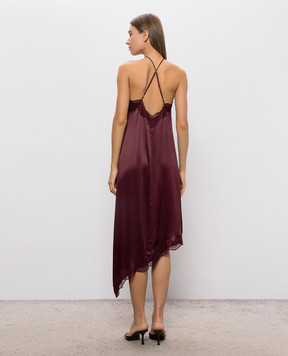 Solotre Burgundy dress with lace M1AC0054
