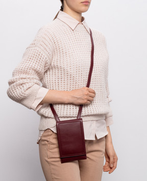 Peserico Burgundy leather bag with embossed logo A38395C0CC875
