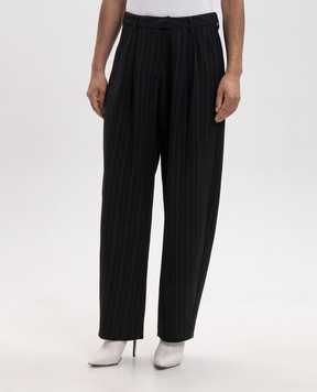 Off-White Black striped wool pants 2FH00356B