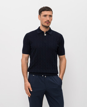 Stefano Ricci Navy blue polo with silk K818106P31F26172