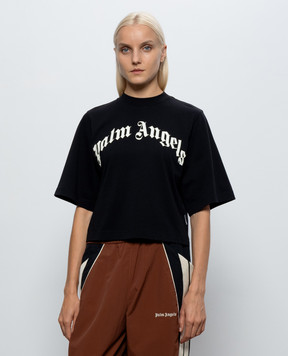 Palm Angels Black T-shirt with a print of the inscription PAWAA003JR001
